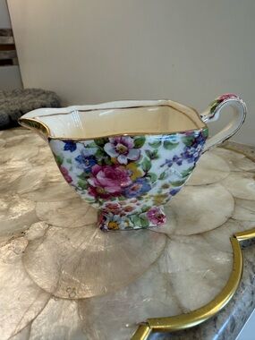 Royal Winton Summer Time Pattern Floral Porcelain Creamer with Gold Trim